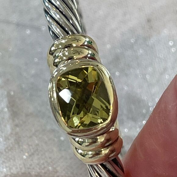 David Yurman Noblesse Blackened sterling silver, gold and prasiolite cuf… - Picture 4 of 8